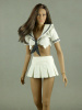 Super Duck 1/6 Scale Female Sexy School Girl White Uniform with Mini White Plaid Skirt Set